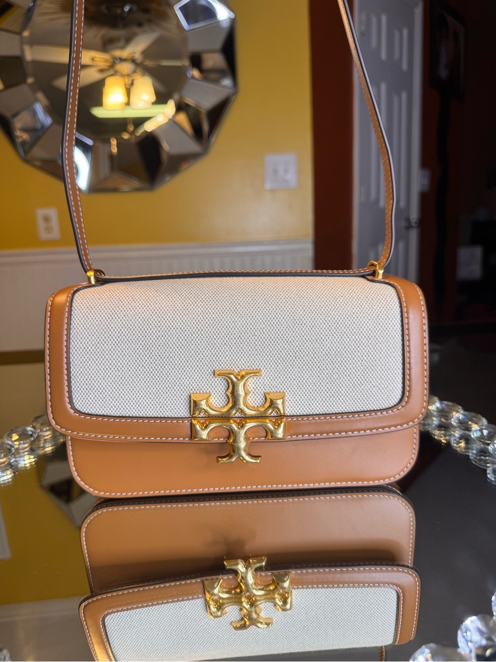 Eleanor Small Leather Straw Convertible Shoulder Bag - Picture 10 of 13